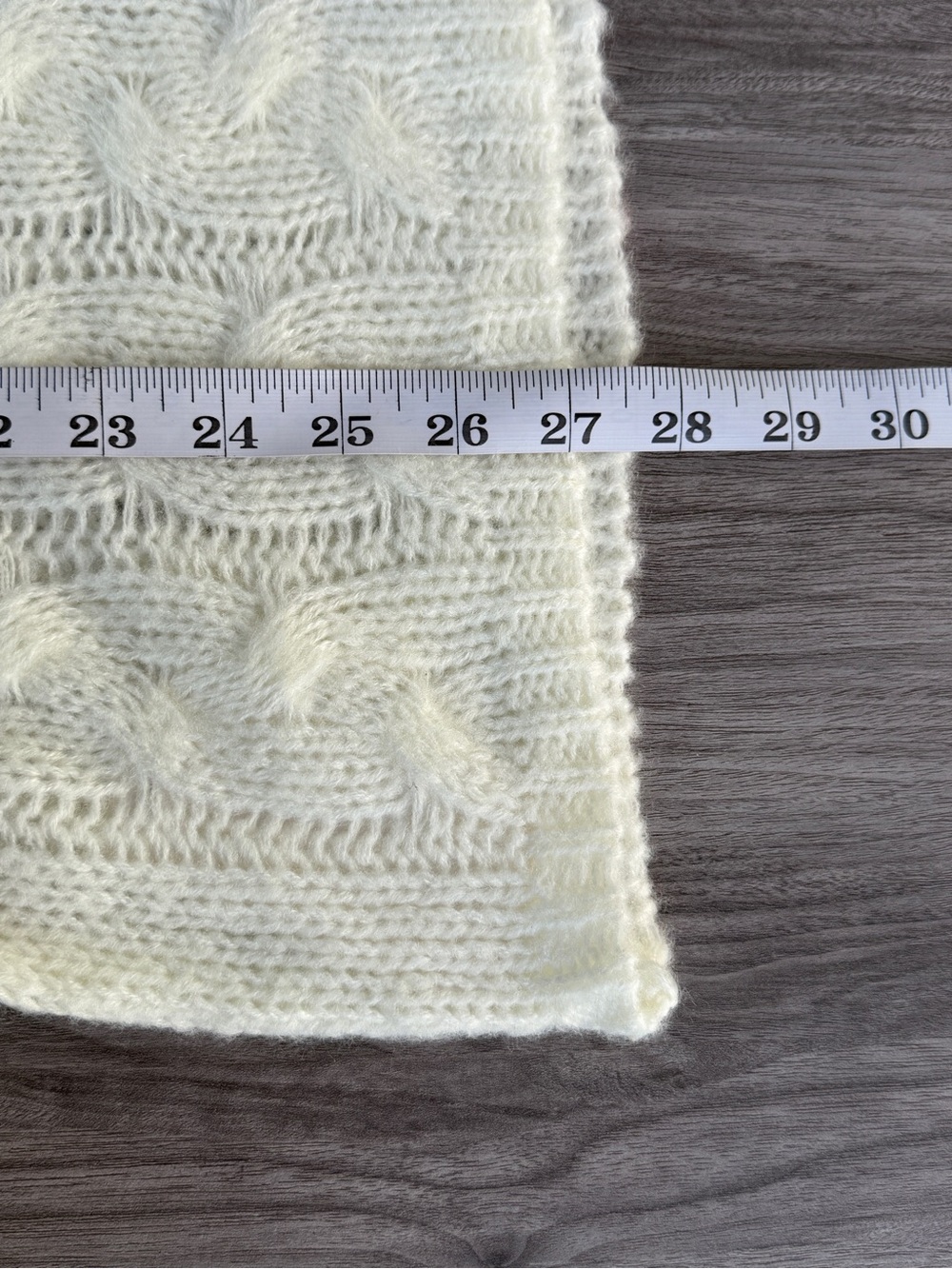 Cream White Open Cable Knit Hooded Sweater Women XXL V-Neck Slouchy Pullover - Picture 12 of 12